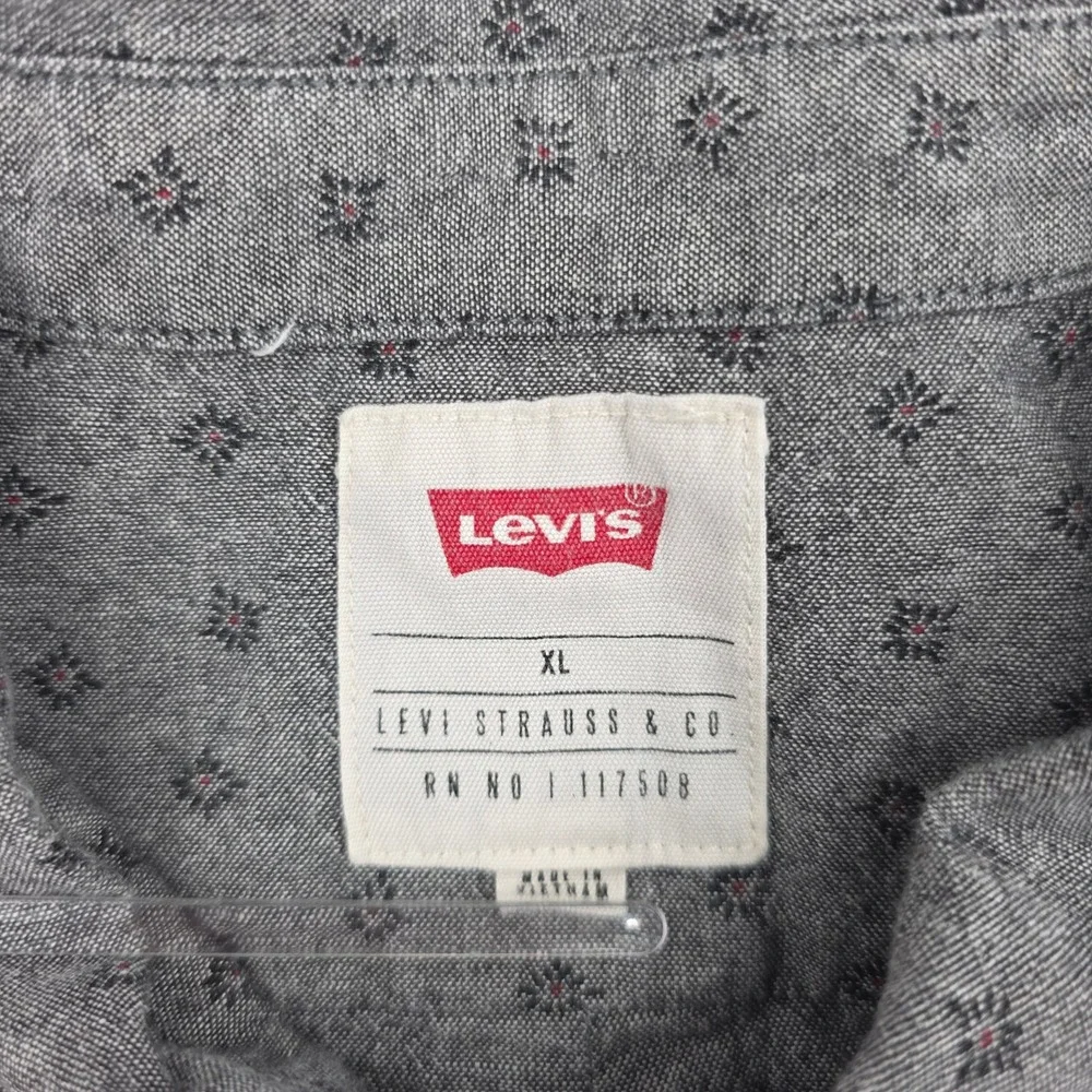 Levis Mens XL Gray Geometric Star Print Cotton Button Down Shirt 3LGLW1316